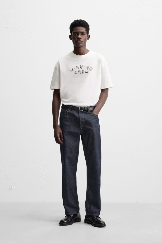 Zara Man T-shirt with distressed “Winning Crew” message. Design by Csenge Keresztes.